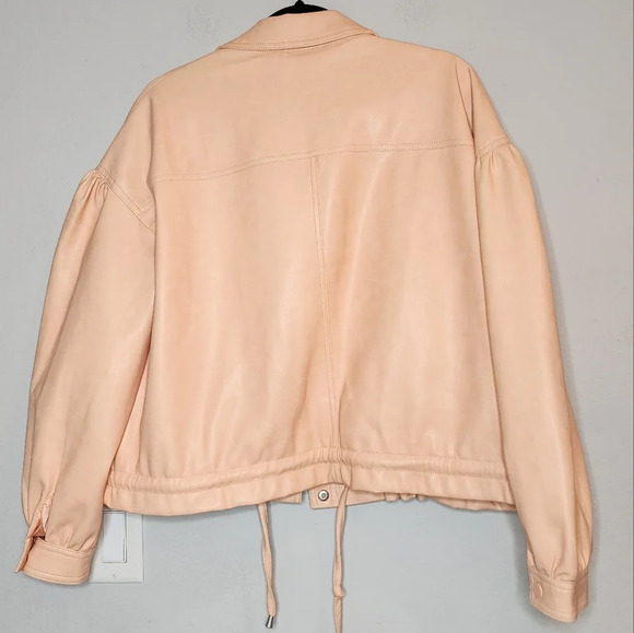 NWT 7 For All Mankind Vegan Leather Peach Jacket women's size large - Picture 13 of 17